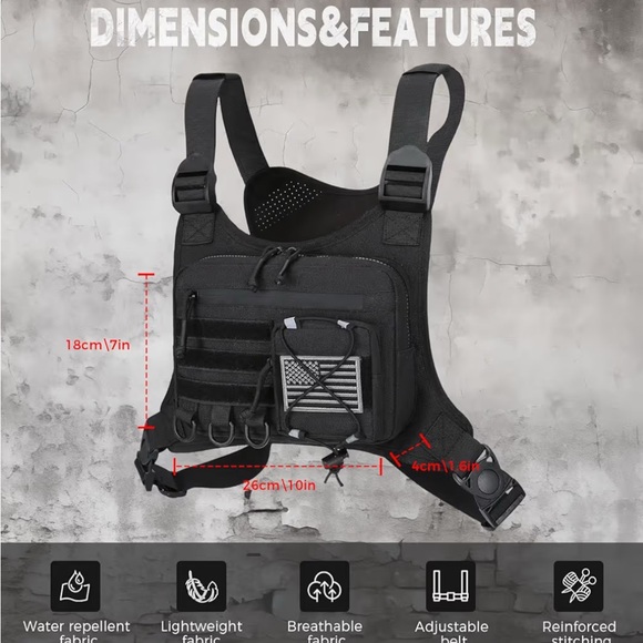 NEW Outdoor Sports Chest Bag Men Chest Vest Holster One  Size Pistol Holder Blac - Picture 3 of 8